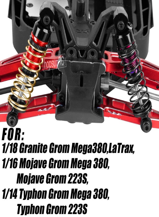 hopsupRC Upgrades Part for 1/18 Granite GROM 1/16 MojaveGrom 1/14 Typhon Grom,Big Bore RC Shocks Absorber Damper,Aluminium Front Rear Assembled Full Metal Shocks,4PCS Red - Image 2